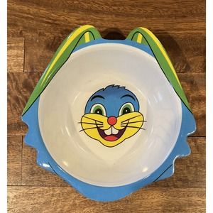 Vintage TRISA Childs Bowl Plastic Bunny Head Cereal Food Ice Cream